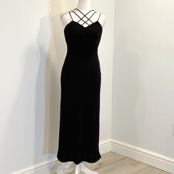 Evan-Picone Vintage Strappy Black Evening Dress Size 4 - Picture 1 of 15